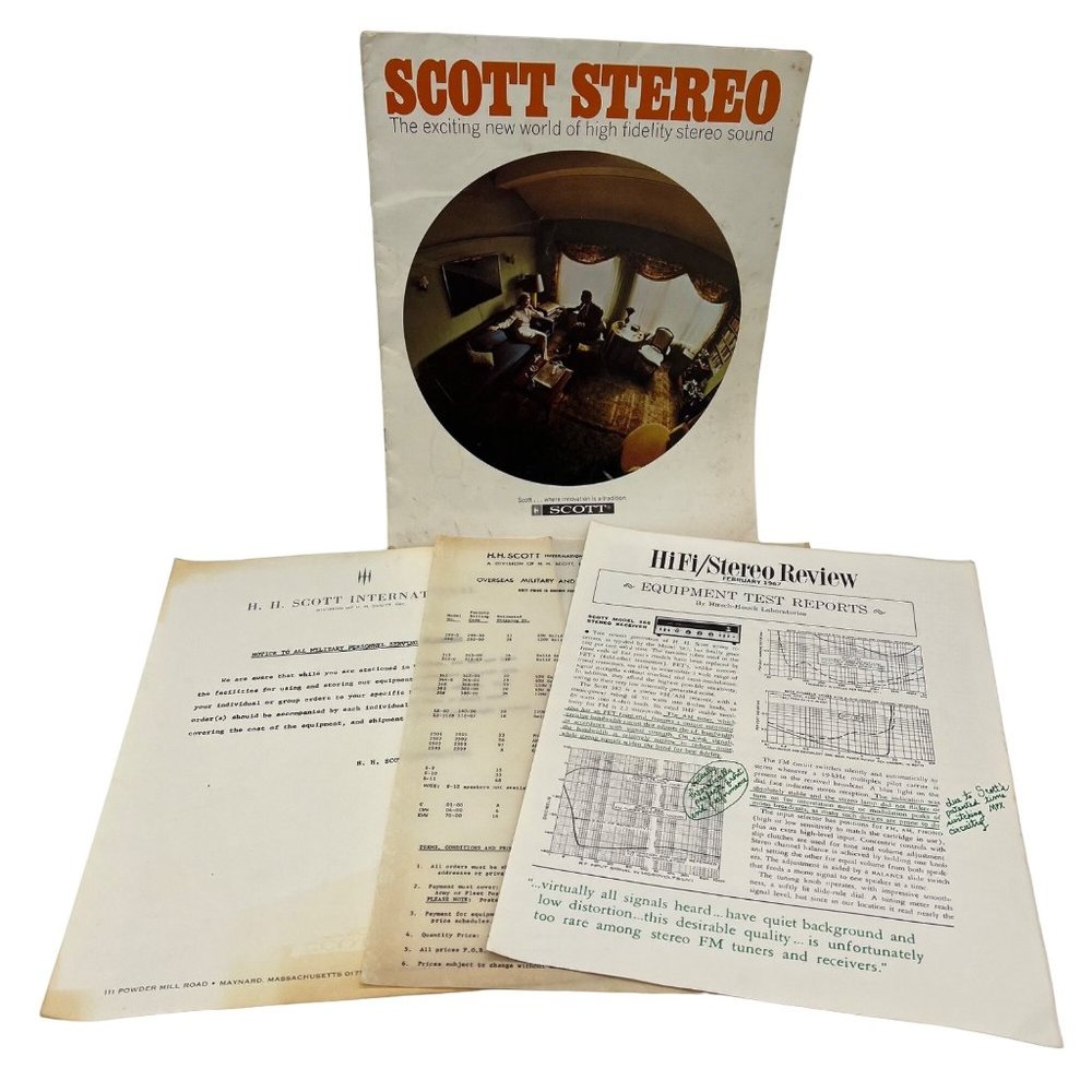1966 Scott Stereo Catalog US Military Price List & Letter and HiFi Stereo Review